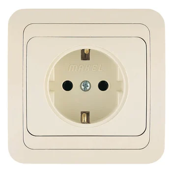Розетка 1-м СП Mimoza 16А IP20 с заземл.керамика крем./крем. Makel 25008 Розетка 1-м СП Mimoza 16А IP20 с заземл.керамика крем./крем. Makel 25008